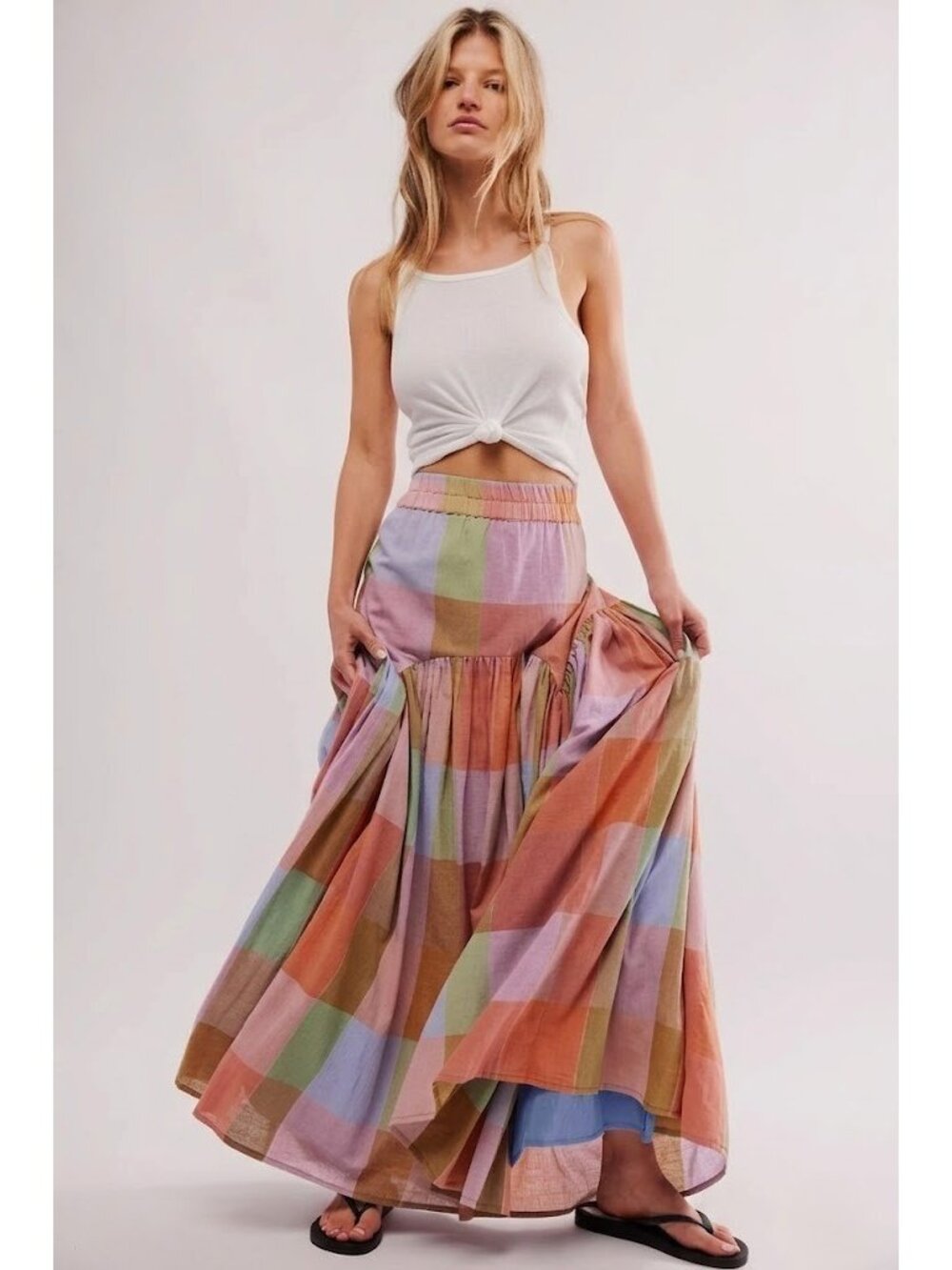 NWT Rujuta Sheth Leila Maxi in Jupiter Chex Plaid Cotton Skirt L